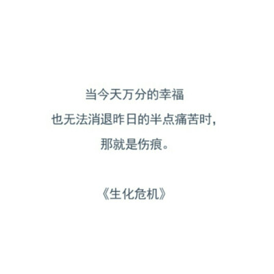 当今天的万分幸福也无法消退昨日的半点痛苦时，那就是伤痕。——生化危机