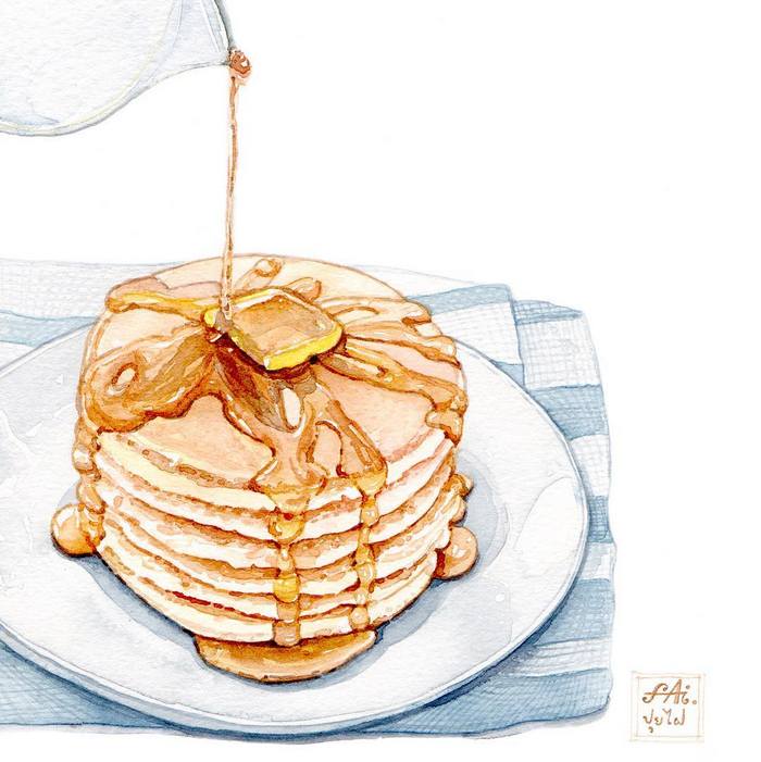 美食 饮料 水彩 插画 pf.diary