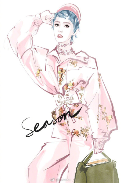 #jjseason插画# #season时尚插画# ----- #古力娜扎#@我是娜扎 短发时髦、前卫酷帅登录@红秀GRAZIA 第299期封面 O青春柔美古力娜扎 ​​​​