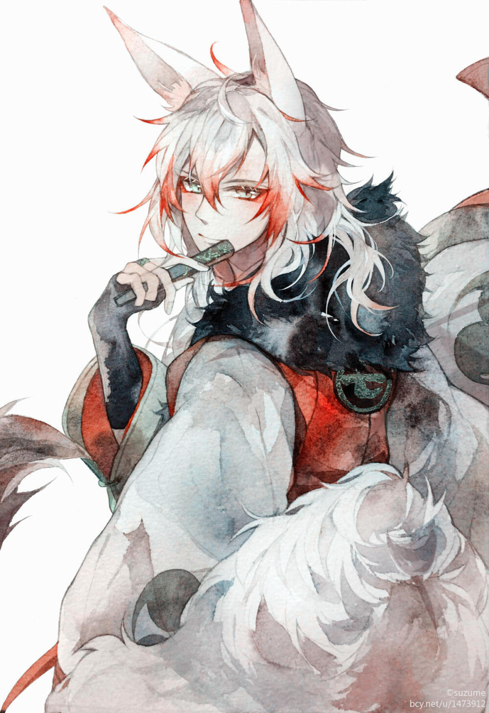 【侵删】妖狐 画师：suzume
阴阳师手游 手绘 水彩