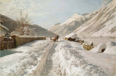 雪后 | Peder Mørk Mønsted (Danish，1859–1941) ​​​​