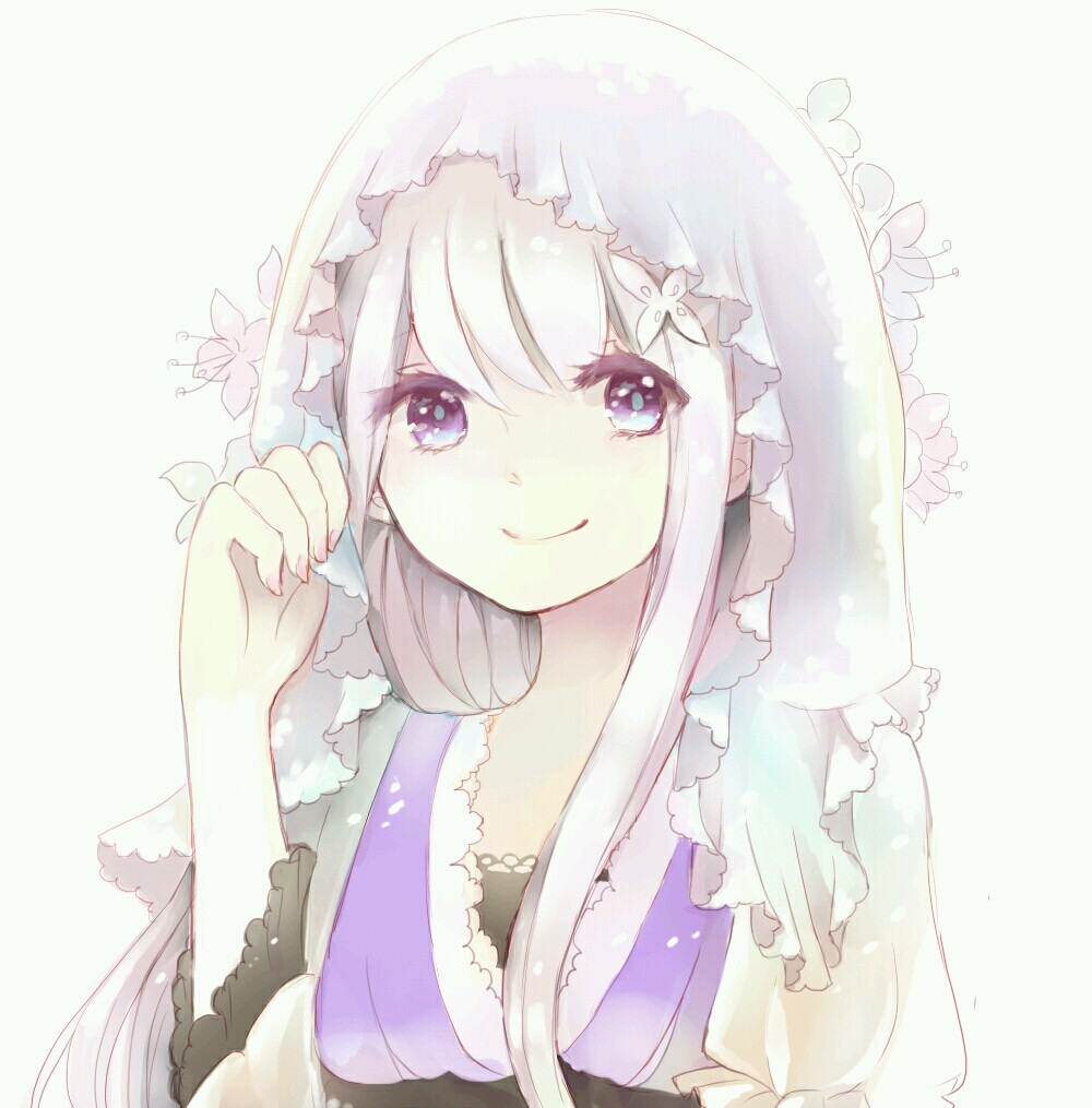 【来源pixiv，侵删】４月
画师：rain*oa
艾米莉娅（亦译：爱蜜莉雅），《Re：从零开始的异世界生活》女主角。银发紫瞳，混血半精灵，银发美少女，EMT！
动漫二次元原创/同人画/人物插画/手绘/女生头像/壁纸/锁屏/背景/美少女/银发/银长直/紫瞳/白丝