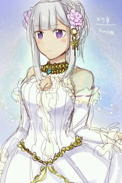 【来源pixiv，侵删】リゼロ ログ
画师：mayu☆
艾米莉娅（亦译：爱蜜莉雅），《Re：从零开始的异世界生活》女主角。银发紫瞳，混血半精灵，银发美少女，EMT！
动漫二次元原创/同人画/人物插画/手绘/女生头像/壁…