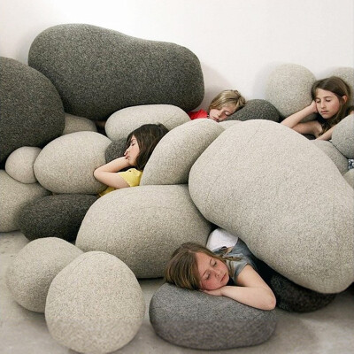 鹅卵石懒人沙发石头抱枕 靠垫靠枕床头软包创意矮凳子大场景布置