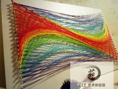 彩色波浪装饰纱线画钉子毛线绕线画string art创意手工DIY制作材料包