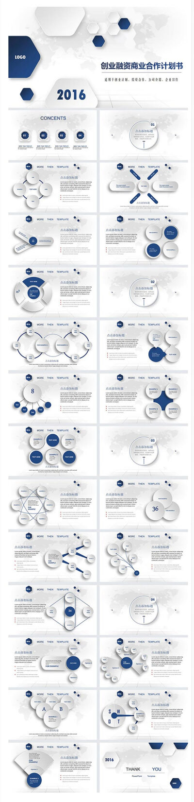 蓝色大气创业融资商业合作计划书PPT模板
