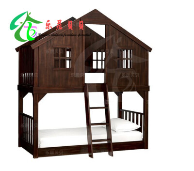 定制 乐居贝贝创意儿童家具上下床高低床子母双层床 实木儿童床树屋床