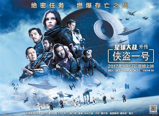 《星球大战外传：侠盗一号》是由科幻动作片，由英国导演加里斯·爱德华斯执导，菲丽希缇·琼斯、迭戈·鲁纳、甄子丹、本·门德尔森、麦斯·米科尔森领衔主演。故事背景设定在1977年版本《星球大战》之前，讲述了一群豪杰志士聚集在义军同盟的旗帜下，联合窃取一项有关毁灭性武器死星的机密文件的故事。故事情节还可以，甄子丹和姜文在里面演得很好！！没看过星球大战前几部的可能会有点看不懂。
自评推荐：★★★