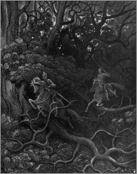 愤怒的奥兰多古斯塔夫多雷大师插画