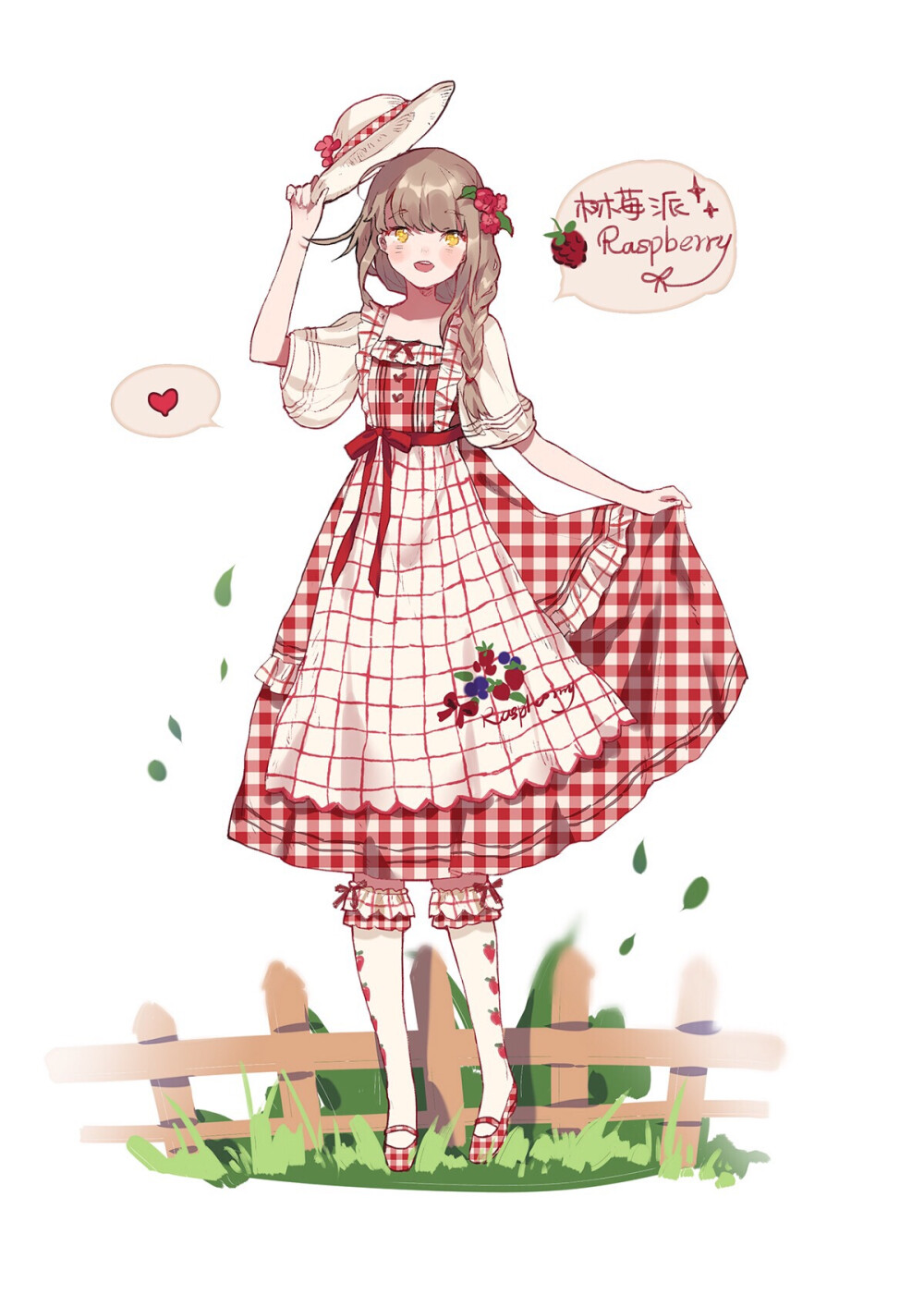 动漫服装 树莓 格子裙 洛丽塔