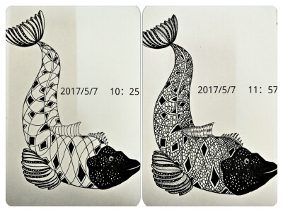 鱼。加了禅绕画起泡酒的元素~