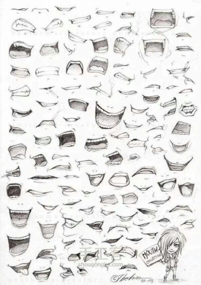 素材，素描，绘画，嘴，漫画【K】