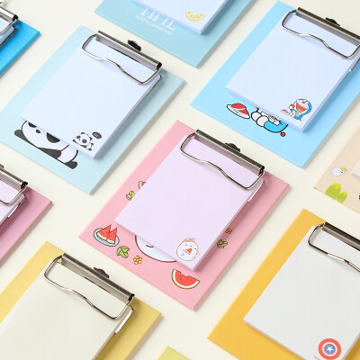 韩国清新创意板夹便利贴可爱便签本可撕卡通N次贴迷你文件夹可挂