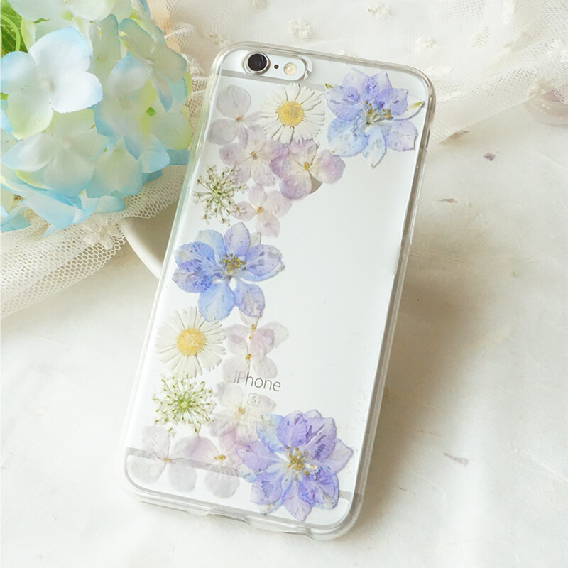 「一握砂」易初手作壓花手機殼手工干花真花花瓣iphone66s7plus