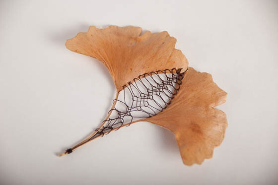 Unusual Stitched Leaves Art