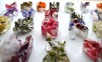 Floral Typographic Ice Cubes by Petra Blahova