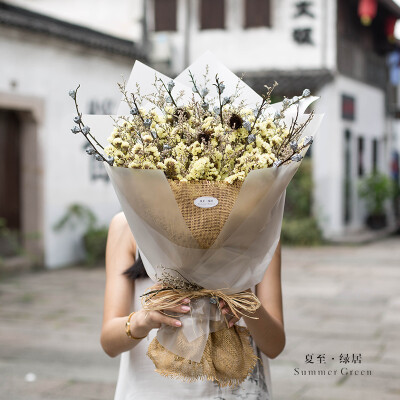 母亲节生日表白毕业勿忘我满天星干花特大花束勿忘我代写贺卡包邮