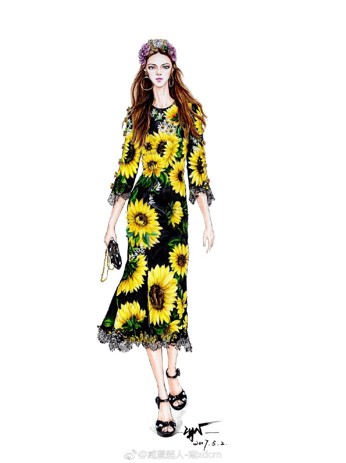 #水彩##水彩教程##手绘##插画##时装画##服装设计手稿##服装彩色效果图##服装设计##水彩花卉# @DolceGabbana #Dolce＆Gabbana# 2017春夏～颜料：水彩+闪粉花卉表现——————————...展开全文c