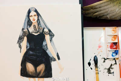 ——黑✖️金——@DolceGabbana ————————水彩✖️丙烯— ———————#SONIA手绘时装画教程#@穿针引线官方微博 #DolceGabbana##手绘时装画##服装设计手稿##服装效果图##手绘服装效果图#@Bean_豌豆 @Artage…