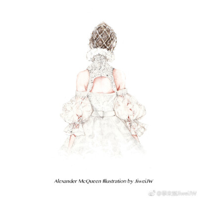 Alexander McQueen Illustration by JiweiJW 爱这组look有三四年之久了，终于成画。 ​​​​