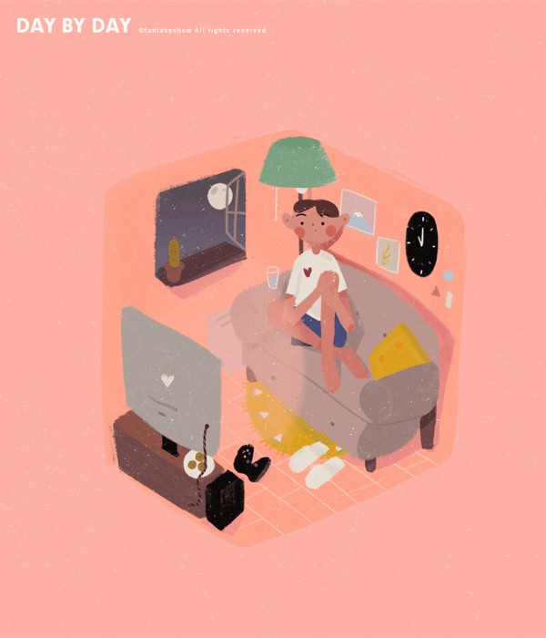 一个人也挺好动态插画byfantasyshow饭太稀