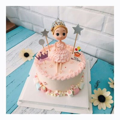 坐式芭比，粉色系蛋糕