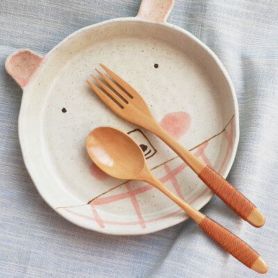 和光小筑 勺子叉子 甜点点心勺 用餐吃饭勺 木勺木叉