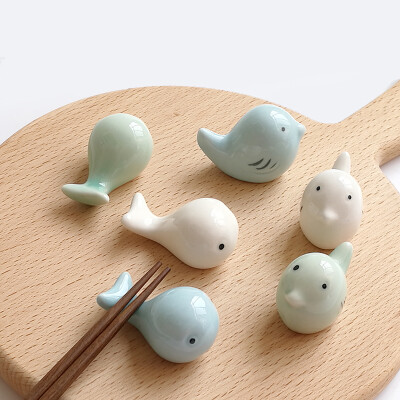 和光小筑 可爱陶瓷筷子架 釉下彩 小鸟 海豚 拍照道具摆拍小摆件