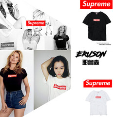 欧美superme box短袖经典款复古情侣陈冠希潮牌纯棉T恤男女余文乐