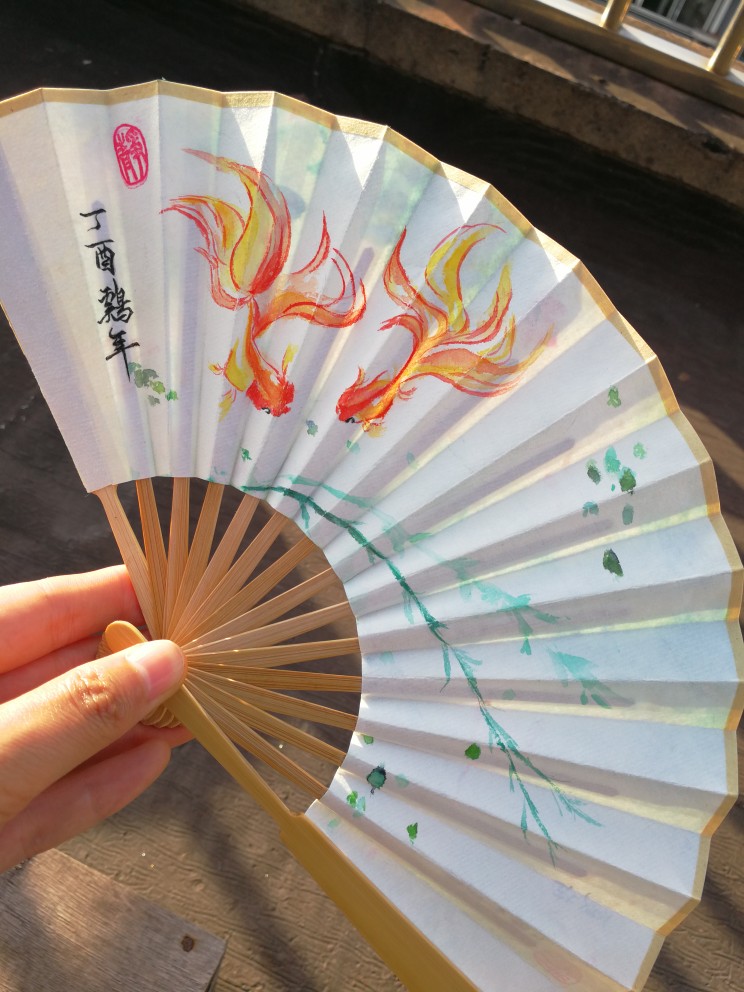 水彩手绘折扇