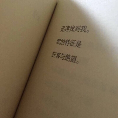 迅速找到我。我的特徵是，狂喜與絕望。