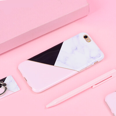 粉黑色大理石iphone7plus白色6s光面好看大方简约苹果全包手机壳