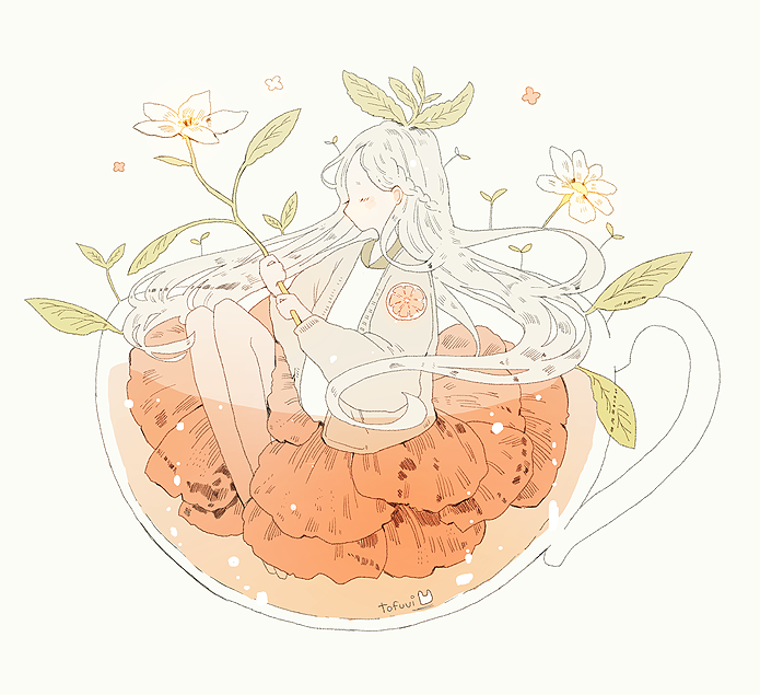 grapefruit & honey tea. 绘师：tofuvi 本作品pixiv id=62068437