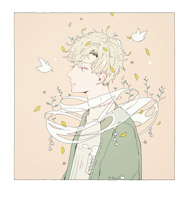 springtime scarf. 绘师：tofuvi 本作品pixiv id=62025504