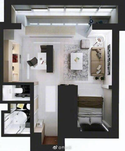 单人公寓，平面布置图，室内设计