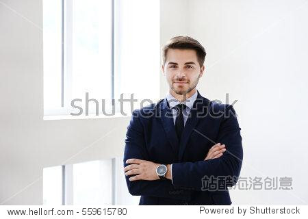 Young businessman in office building