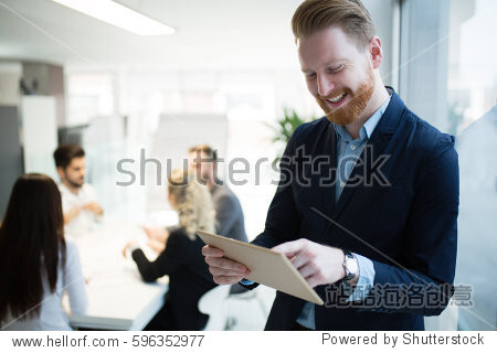 Handsome businessman ceo working in company office