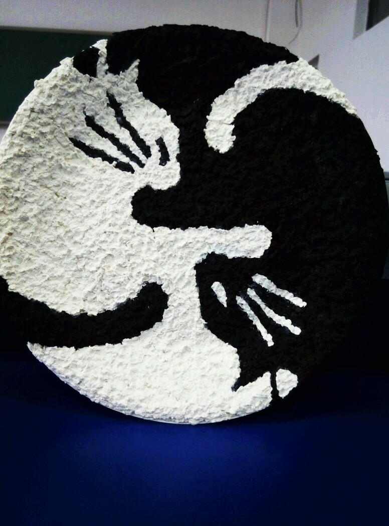 黑猫and白猫,纸浆画