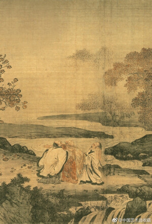 ，但因为谈得太热烈，竟完全没发觉。直到越过了虎溪，三人才惊觉，但旋即会心地纵情大笑起来。原来，他们在不经意间，已破除了不过虎溪的执念，笑声传递了他们难以言喻的欣喜之情，自然也成了名垂千古的美声了。