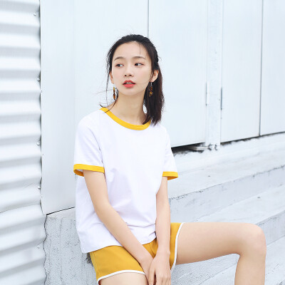 NH奈社 纯棉100% 少女学生美式运动休闲撞色圆领短袖T恤TT-549