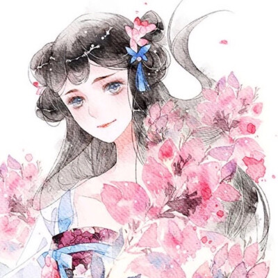 古风头像水彩动漫插画师清茗