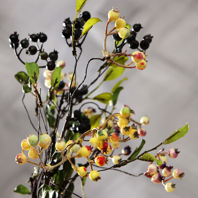 柔软时光仿真花卉花艺花器浆果蓝莓装饰花篮摆件假花蔓越莓陈设