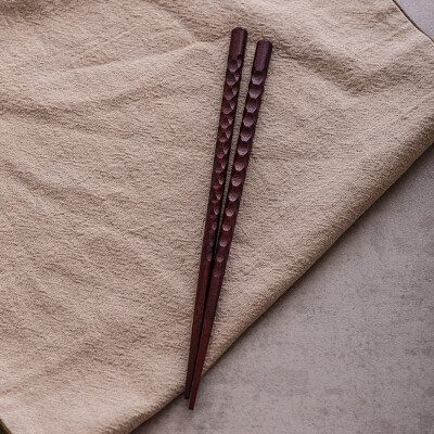 日式简约龟甲木质筷子 21.5cm 铁木红色无毒木筷