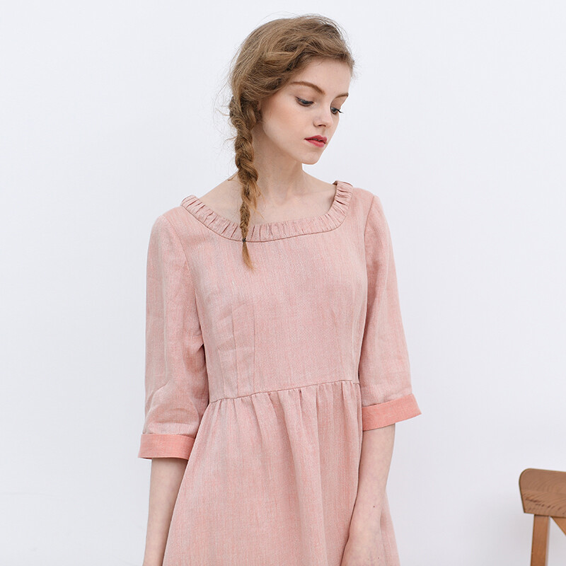 IDYLL ISLE鱼岛主人北欧设计进口亚麻中袖宽松春装连衣裙388