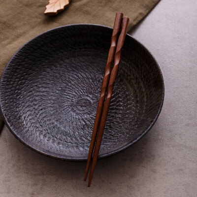 日式轻巧印尼铁木筷 23cm 居家和风螺旋尖头筷子