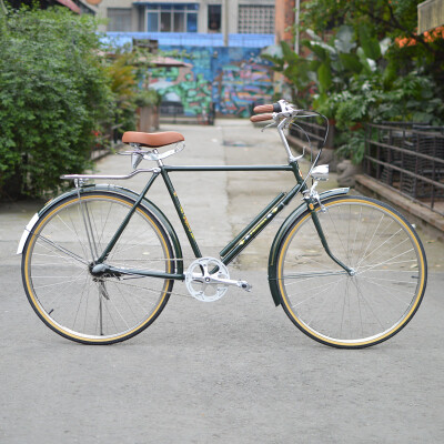 凤凰28加重自行车改装内三速变速复古自行车老国货邮政绿自行车