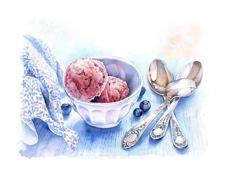 美食 饮料 水彩 插画 kateryna savchenko