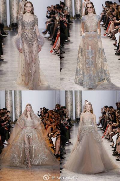 Elie Saab Haute Couture S/S 2017。 轻盈的薄纱雪纺，华丽的刺绣钉珠，古典又奢华的美。 ​​​