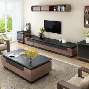 北欧火烧石电视柜简约现代小户型茶几电视柜组合客厅地柜乡村家具