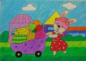 20170416临摹儿童画兔子买水果